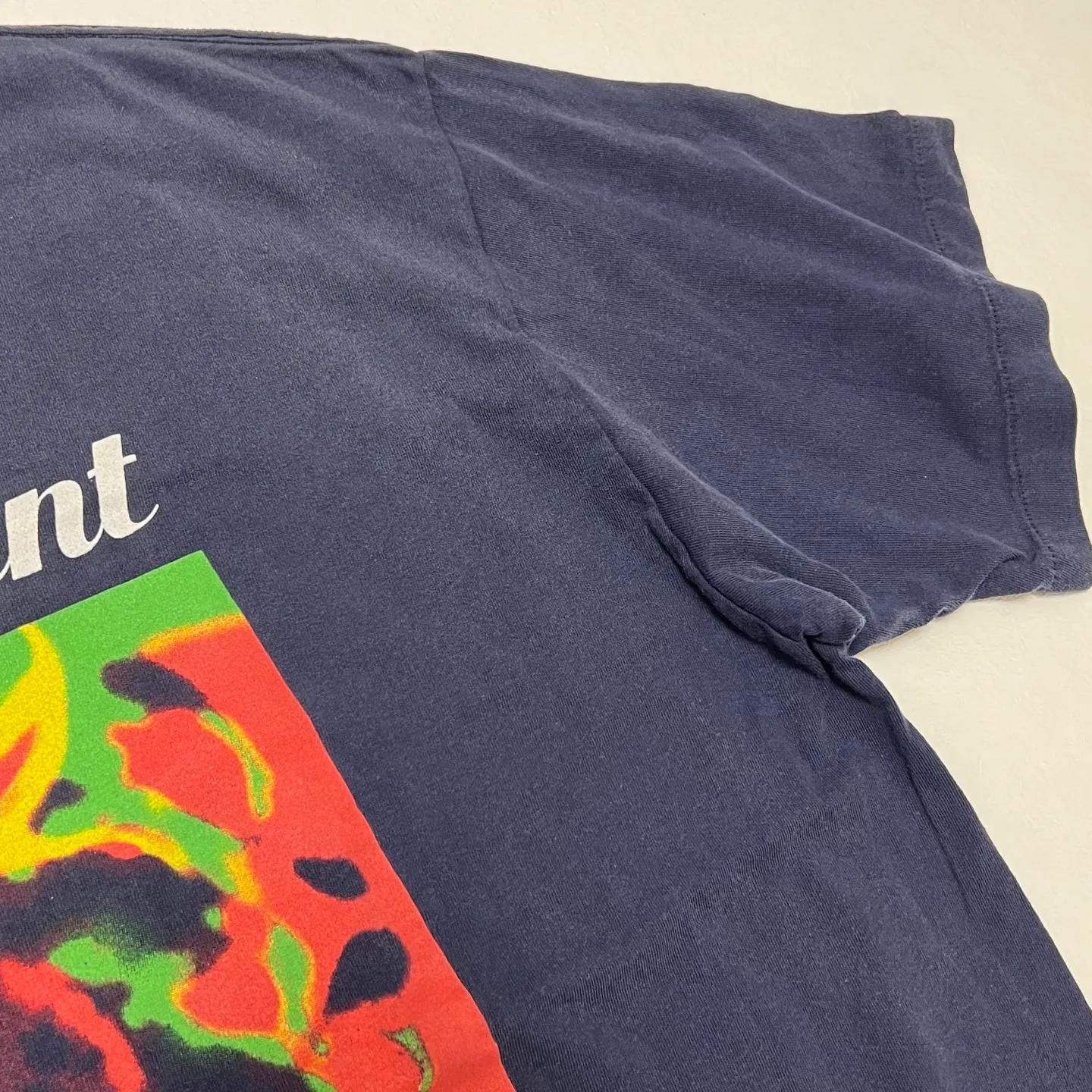 SAINT Mxxxxxx DEAD SAINT SS TEE/NAVY DEAD SAINT printed short sleeves God's Punishment TEE Washed blue S-XL Genuine consistent tube weaving without side seams High weight OE yarn fabric Assute dyeing Multiple horse fades Heavy wash water Worn holes Original consistent main mark/wash mark/little angel anti-counterfeiting mark